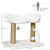 PawHut Turn pentru Pisici max 5kg din PAL cu Stâlp de Zgâriat și Bile de Joacă, 48x38x42 cm, Galben și Alb 