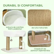 PawHut Turn pentru Pisici max 5kg din PAL cu Stâlp de Zgâriat și Bile de Joacă, 48x38x42 cm, Galben și Alb 