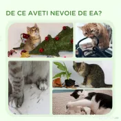 PawHut Turn pentru Pisici max 5kg din PAL cu Stâlp de Zgâriat și Bile de Joacă, 48x38x42 cm, Galben și Alb 