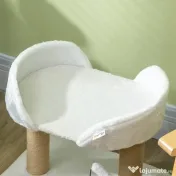 PawHut Turn pentru Pisici max 5kg din PAL cu Stâlp de Zgâriat și Bile de Joacă, 48x38x42 cm, Galben și Alb 
