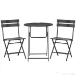 Outsunny Set de Gradina  3 Piese cu 2 Scaune si Masa Pliabile din Otel si HDPE pentru Balcon si Terasa, Gri Inchis