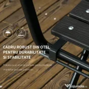 Outsunny Set de Gradina 3 Piese cu 2 Scaune si Masa Pliabile din Otel si HDPE pentru Balcon si Terasa, Gri Inchis