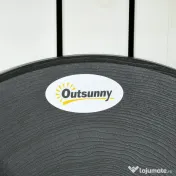Outsunny Set de Gradina 3 Piese cu 2 Scaune si Masa Pliabile din Otel si HDPE pentru Balcon si Terasa, Gri Inchis