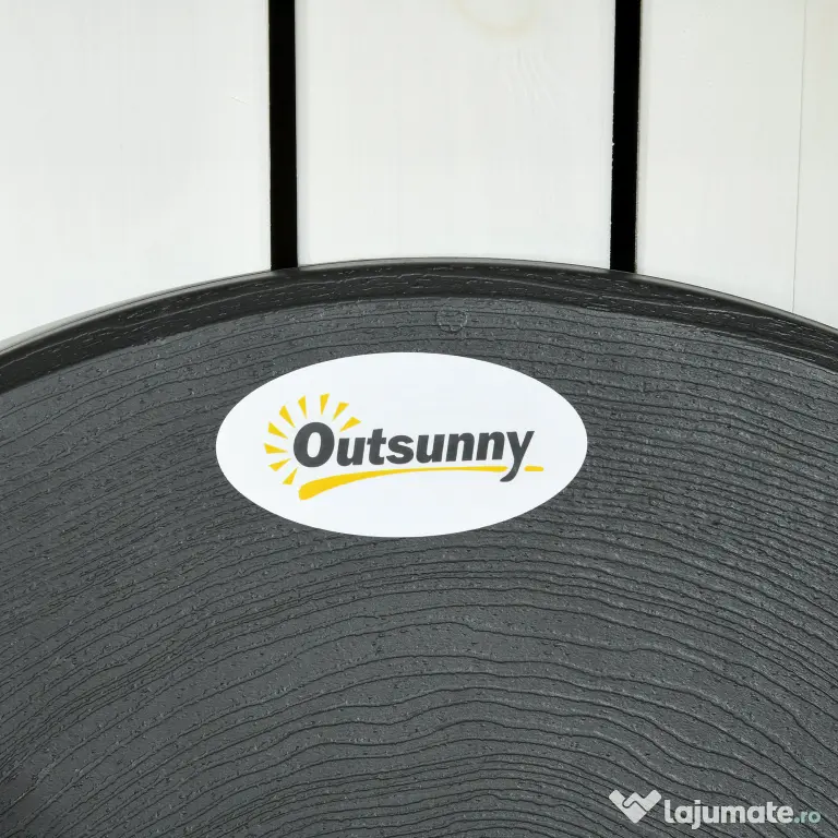 Outsunny Set Mobilier de Grădină 3 Piese pentru Terasă, Oțel și HDPE, Design Modern, Gri Închis | Aosom Romania