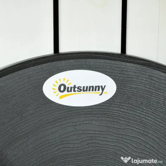 Outsunny Set Mobilier de Grădină 3 Piese pentru Terasă, Oțel și HDPE, Design Modern, Gri Închis | Aosom Romania
