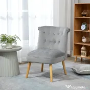 HOMCOM Scaun modern de accent capitonat, fotoliu de catifea pentru dormitor cu picioare din lemn, gri 