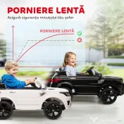 HOMCOM Mașină Electrică pentru Copii 3-6 Ani cu Telecomandă, Lumini LED și Claxon, din PP și Metal, 110x68x52 cm, Neagră