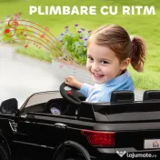 HOMCOM Mașină Electrică pentru Copii 3-6 Ani cu Telecomandă, Lumini LED și Claxon, din PP și Metal, 110x68x52 cm, Neagră