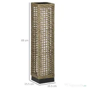 Lampa Outsunny de Gradina Solara cu Panou Superior de Reincarcare, din Otel si Ratan, 15.5x15.5x69 cm, Negru si Maro | Aosom Romania 