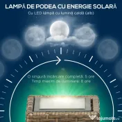 Lampa Outsunny de Gradina Solara cu Panou Superior de Reincarcare, din Otel si Ratan, 15.5x15.5x69 cm, Negru si Maro | Aosom Romania 