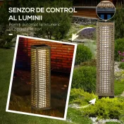 Lampa Outsunny de Gradina Solara cu Panou Superior de Reincarcare, din Otel si Ratan, 15.5x15.5x69 cm, Negru si Maro | Aosom Romania 