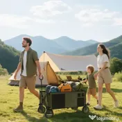 Outsunny Cărucior de Grădină 125L Pliabil cu Mâner și 5 Saci, 108x55x93 cm, Verde 