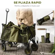 Outsunny Cărucior de Grădină 125L Pliabil cu Mâner și 5 Saci, 108x55x93 cm, Verde 