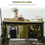 Outsunny Cărucior de Grădină 125L Pliabil cu Mâner și 5 Saci, 108x55x93 cm, Verde 
