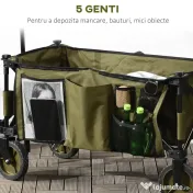 Outsunny Cărucior de Grădină 125L Pliabil cu Mâner și 5 Saci, 108x55x93 cm, Verde 