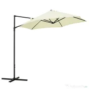 Outsunny Umbrelă de Grădină cu Rotație la 360°, Braț cu Bază în Cruce și Orificiu de Ventilație, Ø256x245 cm, Bej | Aosom Romania