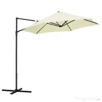 Outsunny Umbrelă de Grădină cu Rotație la 360°, Braț cu Bază în Cruce și Orificiu de Ventilație, Ø256x245 cm, Bej | Aosom Romania