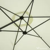 Outsunny Umbrelă de Grădină cu Rotație la 360°, Braț cu Bază în Cruce și Orificiu de Ventilație, Ø256x245 cm, Bej | Aosom Romania