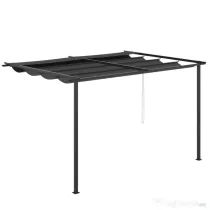 Foisor tip pergola Outsunny cu acoperis culisant, suruburi si carlige incluse, otel si poliester 390x290x220 cm, gri | Aosom Romania