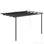 Outsunny Foisor tip pergola din otel si poliester cu acoperis de protectie culisant, suruburi si carlige incluse, 390x290x220 cm, gri