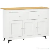 HOMCOM Bufet din lemn cu 2 sertare și 2 dulapuri, 117x35x80 cm, alb și culoare lemn | Aosom Romania 