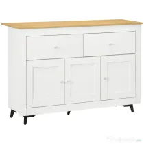 HOMCOM Bufet din lemn cu 2 sertare și 2 dulapuri, 117x35x80 cm, alb și culoare lemn | Aosom Romania