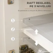 HOMCOM Bufet din lemn cu 2 sertare și 2 dulapuri, 117x35x80 cm, alb și culoare lemn | Aosom Romania 
