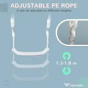 Outsunny Leagan pentru copii 9-36 luni din plastica PP si PE pentru spatii interioare si exterioare cu franghie reglabila si lumini LED, 39x16.5x120-180 cm, alb 