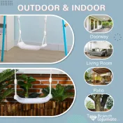 Outsunny Leagan pentru copii 9-36 luni din plastica PP si PE pentru spatii interioare si exterioare cu franghie reglabila si lumini LED, 39x16.5x120-180 cm, alb 