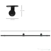 HOMCOM Kit pentru ușă glisantă din oțel carbon cu șine, opritoare și ghidaje, 200x40x0.6 cm, Negru 