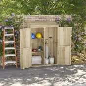 Outsunny Magazie de Gradina din Lemn pentru Depozitarea Uneltelor, Magazie de Gradina cu Usi Duble cu Magneti | AOSOM RO