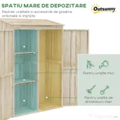 Outsunny Magazie de Gradina din Lemn pentru Depozitarea Uneltelor, Magazie de Gradina cu Usi Duble cu Magneti | AOSOM RO