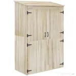 Outsunny Magazina Gradina Lemn – Dulap cu Usi Duble pentru Unelte