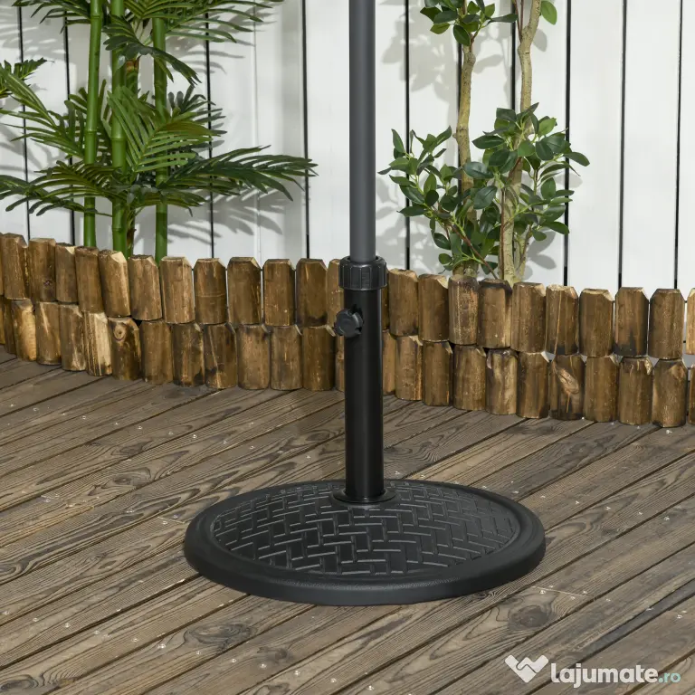 Outsunny Bază pentru Umbrelă cu Buton Reglabil, Ø46x34 cm, Negru | Aosom Romania
