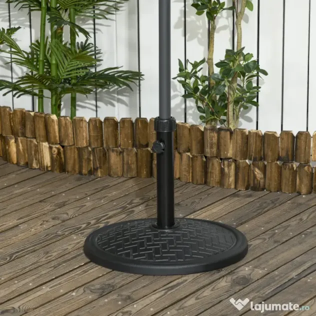 Outsunny Bază pentru Umbrelă cu Buton Reglabil, Ø46x34 cm, Negru | Aosom Romania