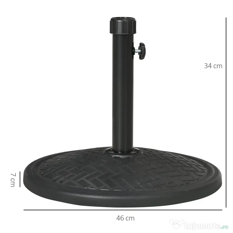 Outsunny Bază pentru Umbrelă cu Buton Reglabil, Ø46x34 cm, Negru | Aosom Romania