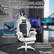 Vinsetto scaun gaming cu urechi de iepuraș, suport pentru picioare, perne, reclinabil și cu înălțime reglabilă, negru | Aosom Romania 