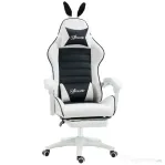 Vinsetto Scaun Gaming cu Urechi de Iepuraș, Suport pentru Picioare, Perne, Reclinabil și cu Înălțime Reglabilă, Negru