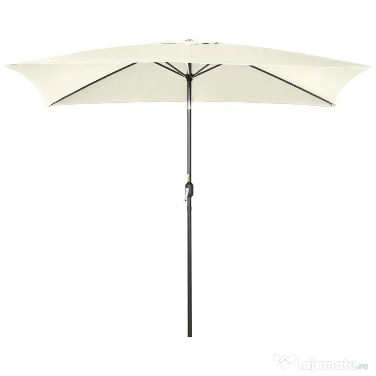 Outsunny Umbrelă de Grădină Mare, Aluminiu și Poliester, 195x295x240cm, Alb Crem și Negru | Aosom Romania
