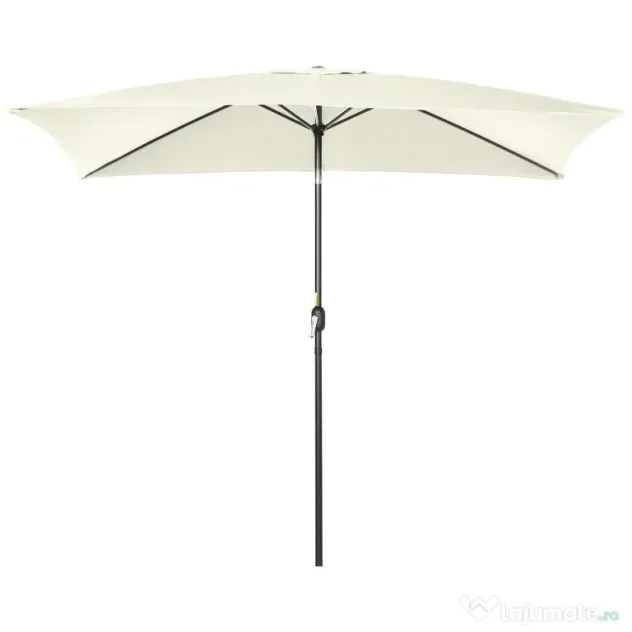 Outsunny Umbrelă de Grădină Mare, Aluminiu și Poliester, 195x295x240cm, Alb Crem și Negru | Aosom Romania