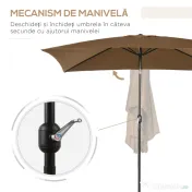 Outsunny Umbrela de Gradina Dreptunghiulara 195×295 cm – Alb | Aosom Romania