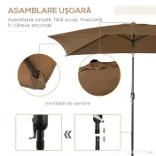 Outsunny Umbrela de Gradina Dreptunghiulara 195×295 cm – Alb | Aosom Romania