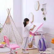HOMCOM Set Masă și Scaun pentru Copii Reglabilă pe Înălțime, cu Blat Înclinabil 45°, 66x47x52-77 cm, Roz | Aosom Romania 