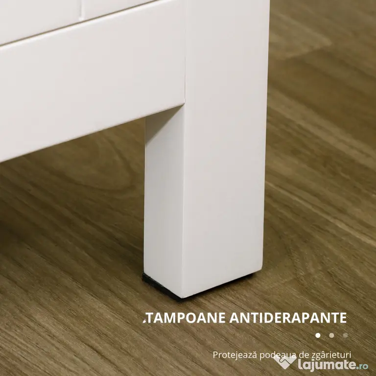 HOMCOM Credență de Bucătărie cu 3 Uși, Mobilier Modern de Bucătărie cu Raft Reglabil, Credență Tip Bufet pentru Sufragerie, Sala de Mese și Salon, 120x40x70 cm, Alb și Culoare Lemn | Aosom Romania