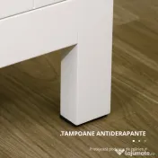 HOMCOM Credență de Bucătărie cu 3 Uși, Mobilier Modern de Bucătărie cu Raft Reglabil, Credență Tip Bufet pentru Sufragerie, Sala de Mese și Salon, 120x40x70 cm, Alb și Culoare Lemn | Aosom Romania 