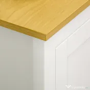 HOMCOM Credență de Bucătărie cu 3 Uși, Mobilier Modern de Bucătărie cu Raft Reglabil, Credență Tip Bufet pentru Sufragerie, Sala de Mese și Salon, 120x40x70 cm, Alb și Culoare Lemn | Aosom Romania 