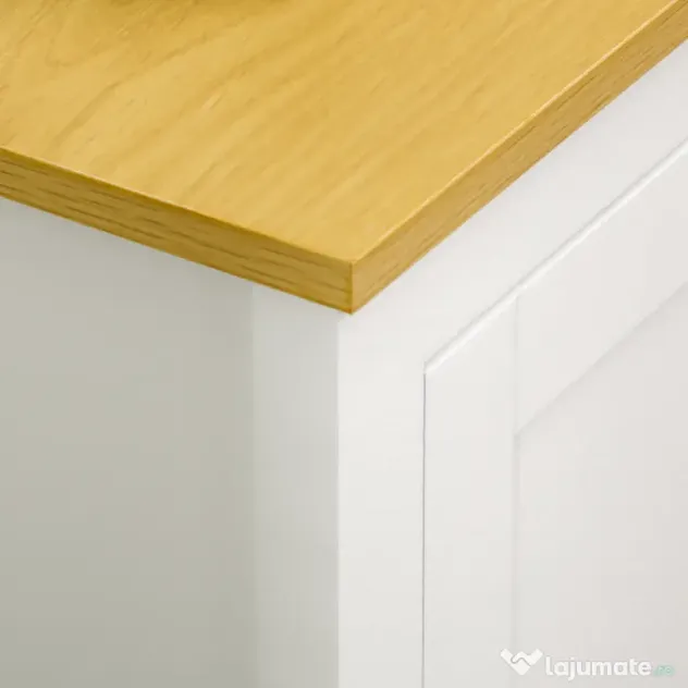 HOMCOM Credență de Bucătărie cu 3 Uși, Mobilier Modern de Bucătărie cu Raft Reglabil, Credență Tip Bufet pentru Sufragerie, Sala de Mese și Salon, 120x40x70 cm, Alb și Culoare Lemn | Aosom Romania