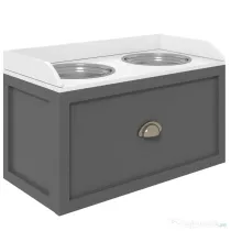 PawHut Boluri Înălțate pentru Câini din Oțel Inoxidabil și Lemn cu Sertar, 60x30x36 cm, Gri | Aosom Romania