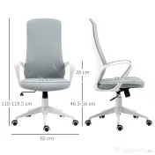Vinsetto Scaun de Birou Ergonomic și Tapitat, Înălțime Reglabilă, Funcție de Înclinare, 62x56x110-119.5 cm, Gri | Aosom Romania 