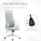 Vinsetto Scaun de Birou Ergonomic și Tapitat, Înălțime Reglabilă, Funcție de Înclinare, 62x56x110-119.5 cm, Gri | Aosom Romania 